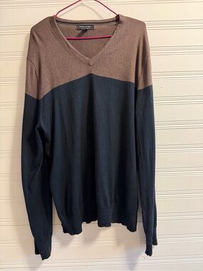 Banana Republic Luxury Blend Silk Cashmere Colorblock V-Neck Sweater L
